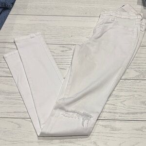 Fashion Nova White Distressed Skinny Jeans
